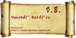 Vaszkó Balázs névjegykártya